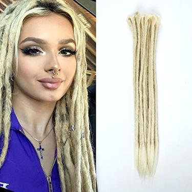 Imagem de Dsoar Extensões de Dreadlocks com Ponta Dupla 10 Fios Dreads Sintéticos 20" Feitos à Mão Dreads Locs (Loiro/613#)