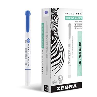 Imagem de Zebra Pen Conjunto de marcadores de texto de ponta dupla Mildliner, pontas largas e finas, ideal para realce da Bíblia, sem derramamento, tinta lavanda suave, pacote com 12 (78580upc)