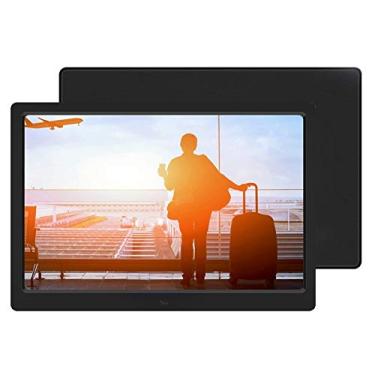 Imagem de Zyyini Moldura digital para foto, 15,4 polegadas 16:9 1280 x 800 HD, porta-retrato digital multifuncional, compatível com calendário de relógio eletrônico MP3MP4, com controle remoto (Preto)