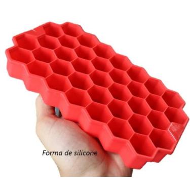 Imagem de Forma De Gelo Papinha De Silicone 37Cubos Livre De Bpa Colmeia Vermelh