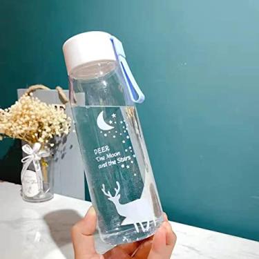 Imagem de Garrafa de água de grande capacidade 560 ml Garrafas de água para meninas Copo de água de plástico de alta temperatura Garrafa de água de viagem de plástico (Color : Blue B)