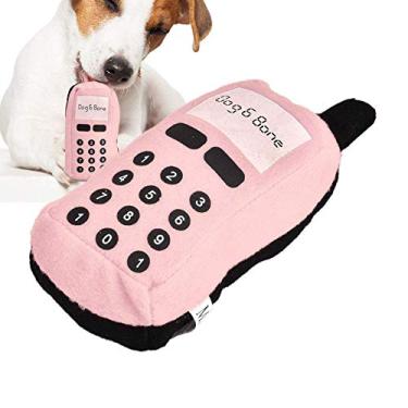 Imagem de Pssopp Brinquedo de telefone para cachorro, brinquedo de pelúcia para celular, brinquedo de mastigar para cães, brinquedos engraçados, interativos em formato de celular para cães e gatos