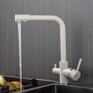 Imagem de Torneira Filtrada de Cozinha Balck com Dot Brass Purificador Torneira Dupla Torneira de Água Potável Vaso Misturador Torneira, 7, Bege, China
