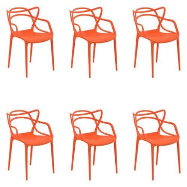 Imagem de Kit 6 Cadeiras Decorativas Sala E Cozinha Feliti (Pp) Laranja - Gran B