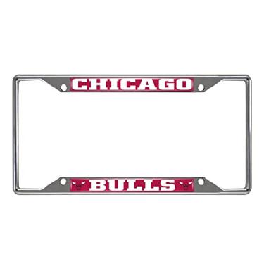 Imagem de FANMATS 14847 Chicago Bulls Moldura de placa de licença de metal cromado, cores do time, 15,8 cm x 31,1 cm