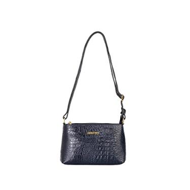 Imagem de Bolsa pequena transversal de couro croco Iris - Azul