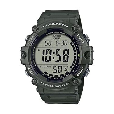 Imagem de Casio Iluminador Série AE1500WH | Bateria de 10 anos | Retroiluminação LED | 5 alarmes | Cronômetro de 1/100 segundos | Relógio digital masculino, Verde, Extra Long, Esportivo