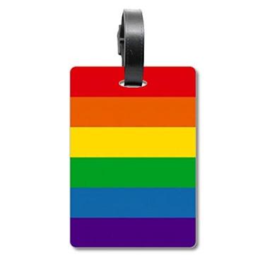 Imagem de Rainbow Gay Lésbicas Bissexuais LGBT Mala Etiqueta Bagagem Cartão Pendurado Etiqueta Scutcheon Etiqueta, Multicolorido.