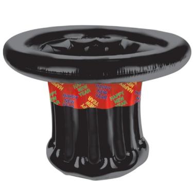 Imagem de Beistle Cartola inflável de 45,72 cm x 63,52 cm Feliz Ano Novo Porta-bebidas Cooler Suprimentos de Festa NYE, Comporta aproximadamente 24 latas de 340 g, preto/vermelho