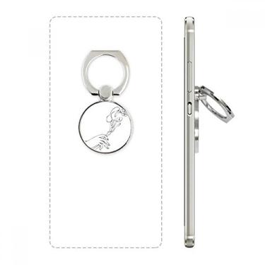 Imagem de Suporte de anel de telefone com estampa de flor de linha de desenho de flor e suporte de laço ajustável
