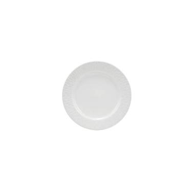 Imagem de Estojo com 6 pratos sobremesa. Modelo redondo com relevo aspen. Branca. Fabricado pela porcelana schmidt.