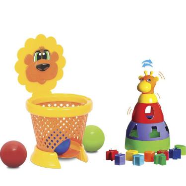 Imagem de Kit 2 Brinquedos Para Bebês Girafa + BasketBall