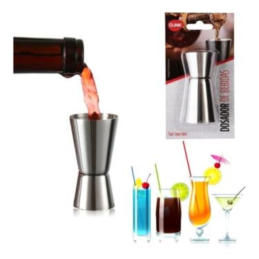 Imagem de Kit 3 Dosador Bebibas Duplo Drinks Medidor 25ml/50ml Inox Gin Whisky Vodka Jigger Bartender Profissional