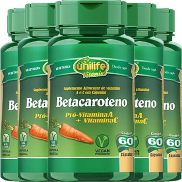 Imagem de KIT 5x Betacaroteno - 60 cápsulas 500mg - Unilife Vitamins