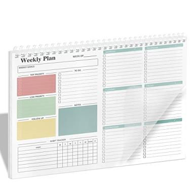 Imagem de Bloco de anotações semanal para fazer – Lista de tarefas diárias, 52 folhas semanais sem data, caderno de objetivos semanais de 21,6 x 28 cm, diário de rastreador de hábitos, organizador de