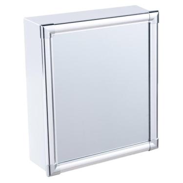 Imagem de Armário Plástico Branco com Perfil de Alumínio de Sobrepor 31 X 36 X 10 Cm Al42 Astra Branco