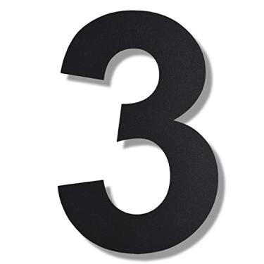 Imagem de BetLight Número de casa grande moderno - Número de endereço residencial flutuante de aço inoxidável de 30,5 cm de altura para exterior/preto/número 3