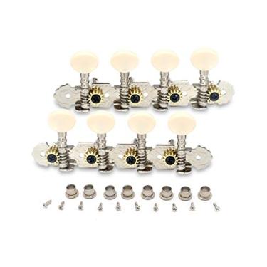 Imagem de Metallor Cabeças de máquina de violão, chaves de afinação para bandolim, banjo e 8 cordas, instrumentos de guitarra, furo duplo, cromado, 4L 4R.