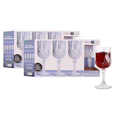 Imagem de PARTY BARGAINS 8 taças de vinho tipo cristal (227 g) - Taça de vinho de plástico rígido elegante transparente à prova de estilhaçamento com haste, para festas na piscina, ao ar livre, recepções,