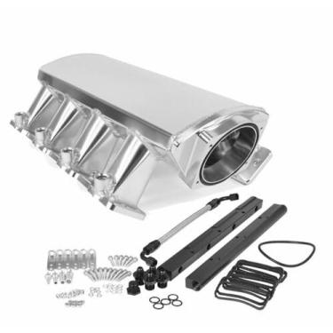 Imagem de Coletor de admissão de perfil baixo LS1 LS2 LS6 102 mm com trilho de combustível da porta do sensor MAP (prata)