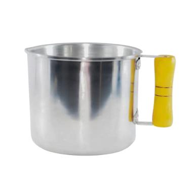 Imagem de Canecão Aluminio Com Orla E Cabo de Madeira Nº 18 3.8 Litros Caneca Fervedor Agua Leite Chá Armazenamento de Liquidos