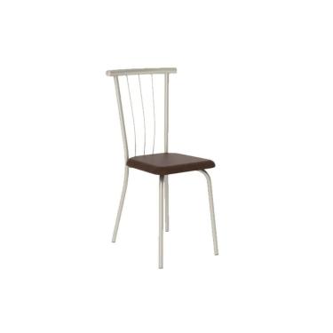 Imagem de Kit 2 Cadeiras Sala Jantar 154 2 Un Prata - Assento Courano Cacau - Carraro