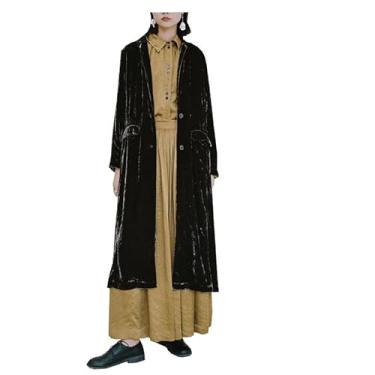 Imagem de fengbaoyu Camisa longa feminina de veludo de seda para viagens ao ar livre, lazer, roupas femininas de alta qualidade, Preto, 5X-Large Plus Extra Tall
