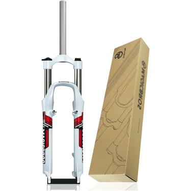 Imagem de Garfo de suspensão para mountain bike de 26 polegadas para viagem de 100 mm Garfos dianteiros para mountain bike 1-1/8 "Tubo reto Disco de controle manual Freio V QR 9 mm Garfo para biciclet