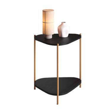 Imagem de Mesa Lateral Orgânica Complementos Nero e Dourada 44 cm