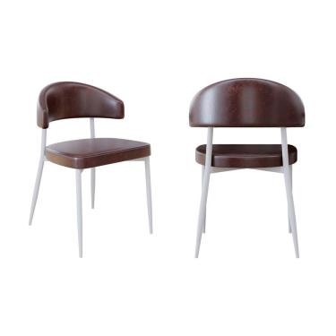 Imagem de Cadeira Bless Fixa com 4 Pés 55 X 52,5 X 77,5 Cm com 2 Unidades Café/Branco