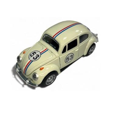 Imagem de Carrinho de Ferro Fusca 53, Miniatura de Carro Colecionável, Abre Portas e Capô Com Fricção Bege Fusquinha Clássico 12cm Escala 1:32 Die-Cast