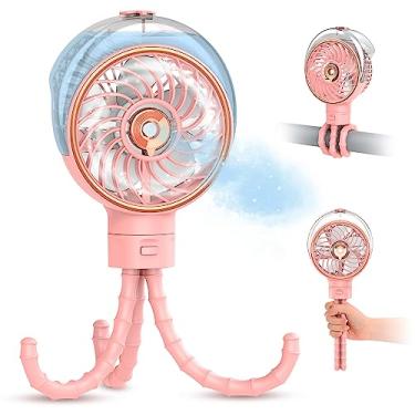 Imagem de Ausic Ventilador de carrinho com névoa, ventilador portátil de 100 ml para carrinho, ventilador de bebê com tripé destacável, essenciais para bebês, ventilador de clipe para berço, esteira, assento de