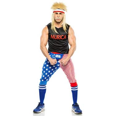 Imagem de Seeing Red Murica Halloween Costume for Men, Large/Extra Large, Includes Shirt, Pants, Headband, Socks and Fanny Pack