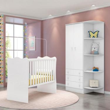 Imagem de Quarto Infantil Completo Estrela 2 Portas 3 Gavetas Branco - Pnr Móveis