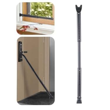 Imagem de HoneSecur Barra de segurança para porta 2 em 1 e batente de porta de pátio deslizante barra de segurança à prova de crianças ajustável construída de portas de janela de ferro de , barras de segurança, preto