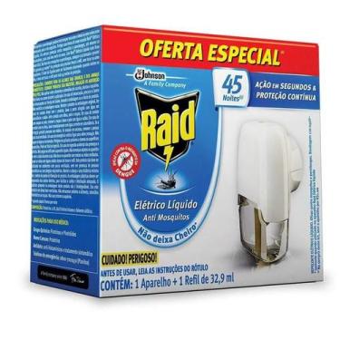Imagem de Repelente Elétrico Raid Líquido 45 Noites Aparelho + Refil, 32,9 ml