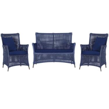 Imagem de Jogo Sofá e 2 Poltronas de Área Igapó Alumínio Pintura Marrom Corda Ná