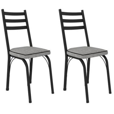 Imagem de Kit 2 Cadeiras para Cozinha Tubular D-13 Nara de Aço - Artefamol, Pret