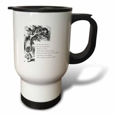 Imagem de 3dRose Caneca de viagem Which Road Do I Take Cheshire Cat Alice no País das Maravilhas John Tenniel, 400 ml, branca