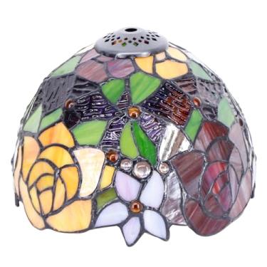 Imagem de A substituição do abajur Tiffany se aplica apenas a abajures de vidro colorido de rosas vermelhas amarelas de 20 cm para lâmpadas de mesa pequenas, lustres e luminárias de teto