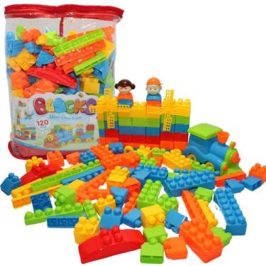 Imagem de Blocos De Montar Para Encaixar e Brincar 120 Peças Infantil - JJT