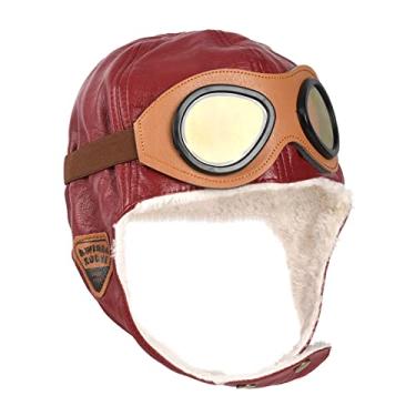 Imagem de HUIANER Boné de couro macio e quente com protetores de ouvido para bebês e crianças, Vermelho, P-M