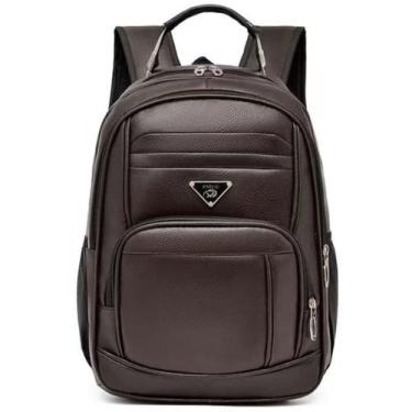 Imagem de Mochila Bolsa de Couro Média Universitária Unissex Reforçada Com Cabo 