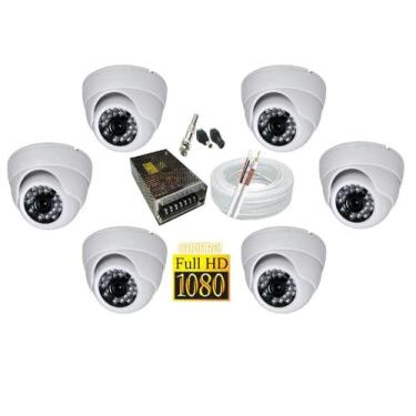 Imagem de Kit Cftv 6 Câmeras Segurança 1080 Full Hd Dome Infra vermelho alta Res