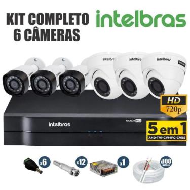 Imagem de Kit cftv intelbras completo 6 câmeras ahd 720p dvr 8 canais