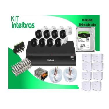 Imagem de Kit Segurança Cftv Dvr Intelbras 16 Canais C/200m Cabo + Hd 1tb