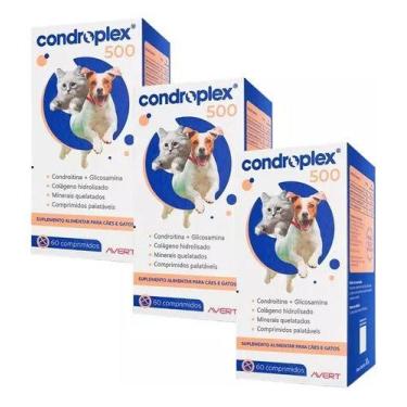 Imagem de Condroplex 500 Mg Suplemento Para Cães E Gatos 60 Comp Kit 3