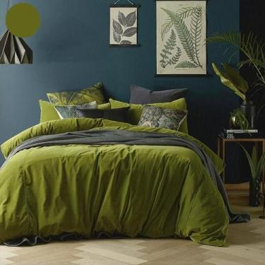 Imagem de Jogo de cama casal queen 9 pç suede oliva edredom 260x260cm - ESPAÇO C