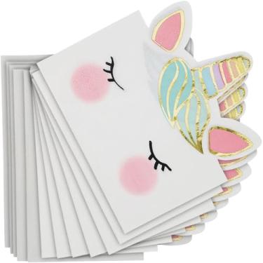 Imagem de Adoráveis guardanapos de almoço de papel com estampa de rosto de unicórnio - 16,5 cm (pacote com 16) - perfeitos para festas de aniversário mágicas e chás de bebê