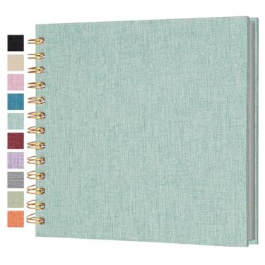 Imagem de Cherrich Pequeno Álbum de Recortes 7X7", Álbum de Fotos de Linho, Mini Álbum de Recortes, Livro de Memórias de Páginas Brancas Kraft para Casamento, Bebê, Família, Formatura, Viagem, Cachorro, Férias